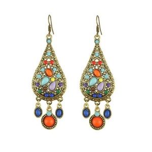 Vintage Style Colorful Water Drop Tassel Earrings